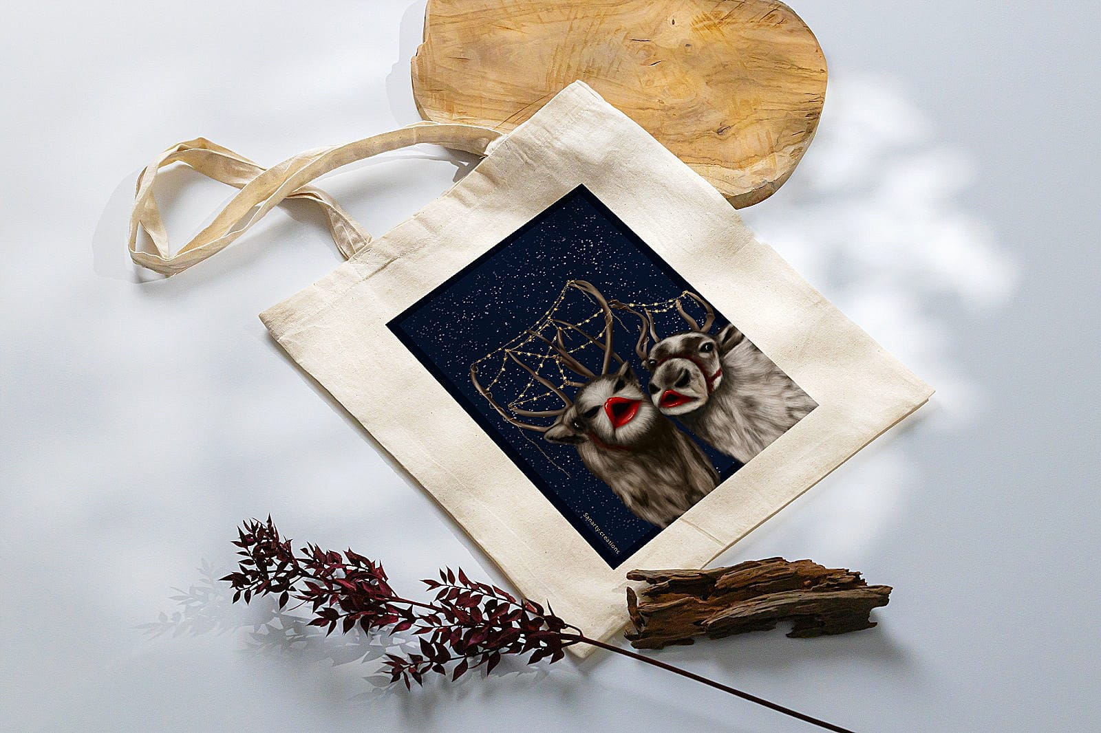 Tote bag reindeers